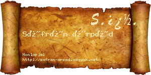 Sáfrán Árpád névjegykártya