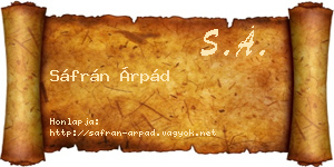 Sáfrán Árpád névjegykártya